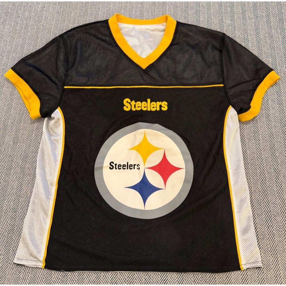 NFL Steelers Reversible Flag Football Jersey With BOOMER Name Black & White Mesh